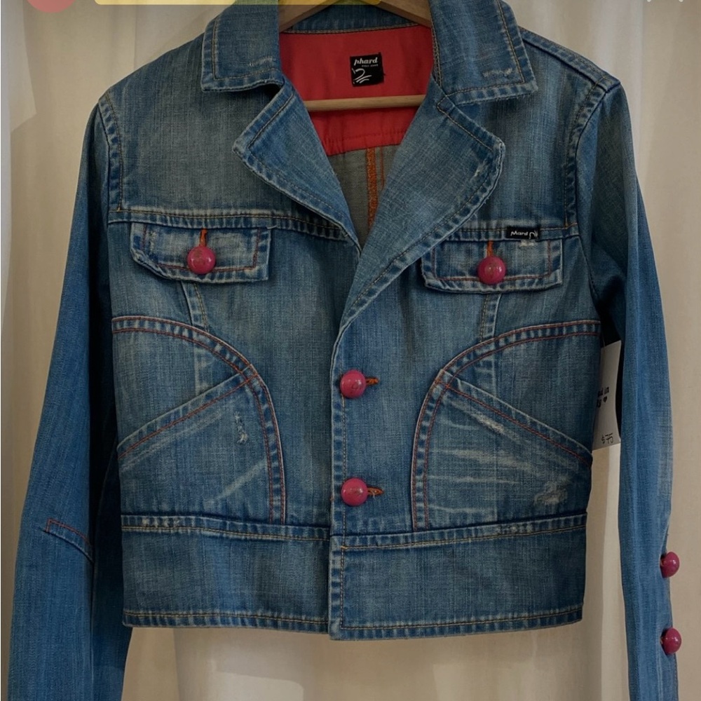 Phard Blue Denim Jacket with Pink Accents